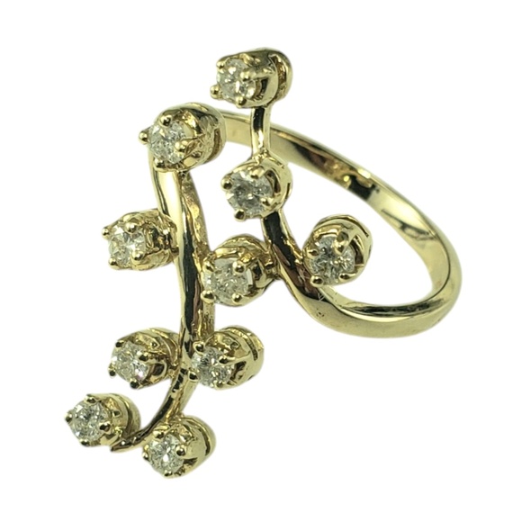 14 Karat Yellow Gold and Diamond Cocktail Ring Size 7.5 #20750 - Picture 2 of 7